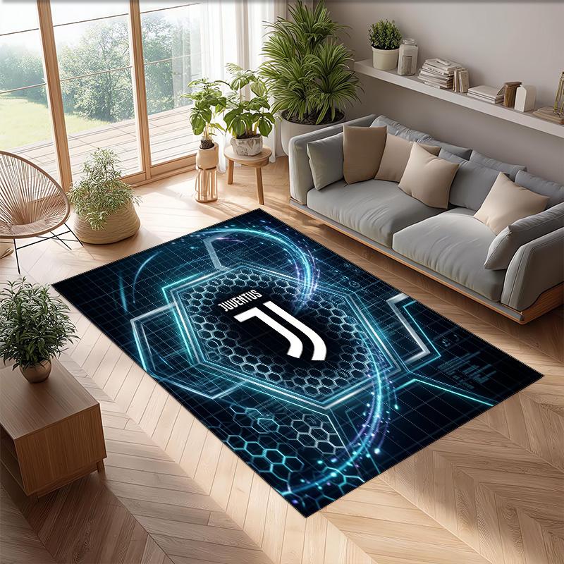 Tappeto in Flanella Stampato Juventus FC Antiscivolo Morbido Poliestere Tappeto per Pavimento Tappetino Decorativo per Interni per Camera da Letto Soggiorno Divano