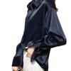 Women's Retro Hong Kong-Style White Satin Drape Shirt - Loose-Fit Korean Design