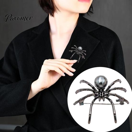 Hemdkragen-Anstecker 1/2 Stück 3D Spinnen-Brosche für Halloween, Horror-Legierung Metall Kleidungspins Anstecknadel, Kleidung Jacken Rucksäcke Kostümzubehör Mantel