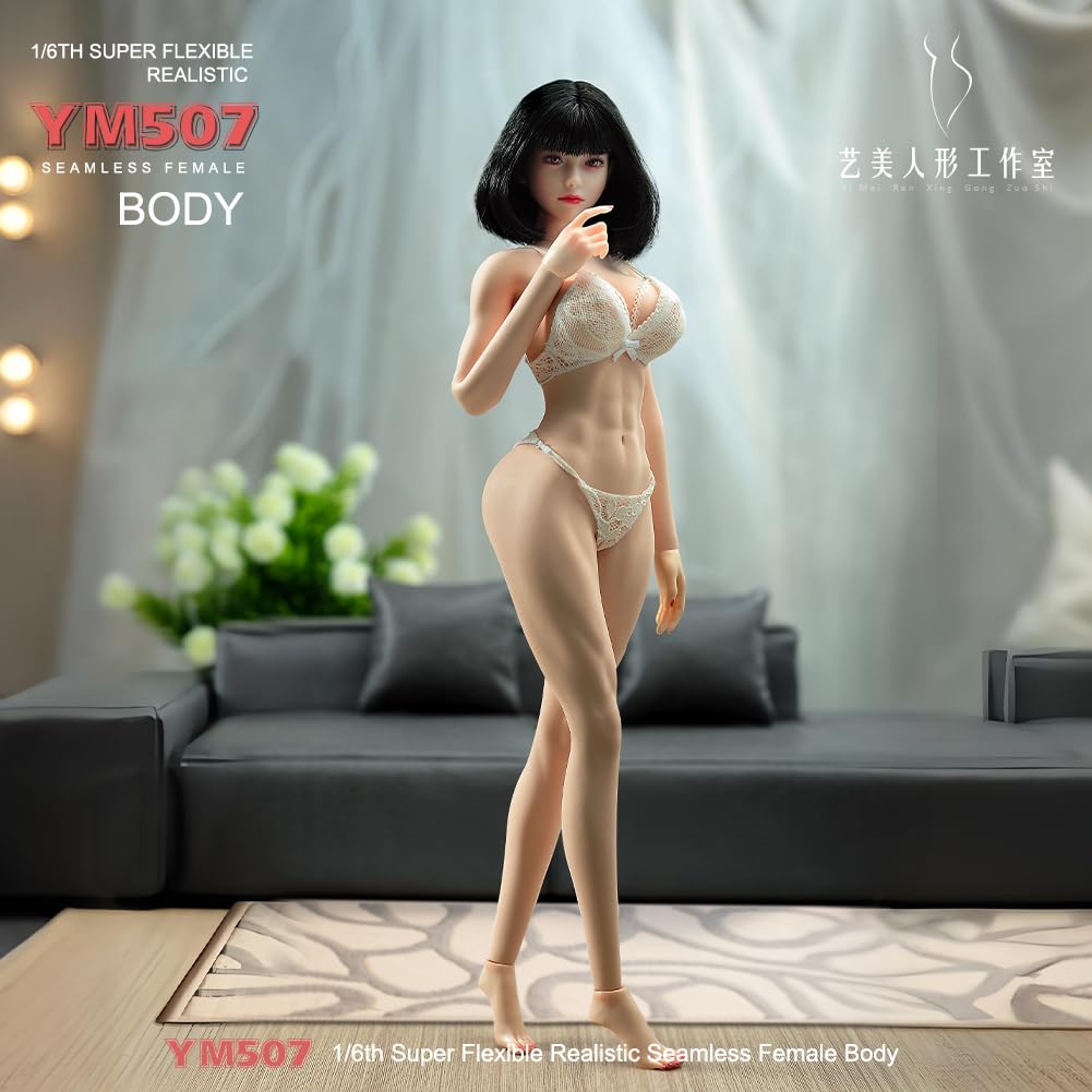 Scale Female Muscle Fitness Super Flexible Seamless Pale Skin Figure with Stainless Steel Miniature Soldier Action Figure Model Collection Doll 1/6