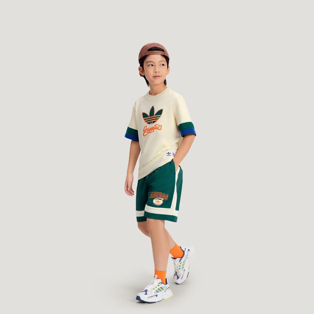 adidas Originals Casual Sports Suit Basketball Daily Loose Round Neck Pullover Short Sleeve T-Shirt Shorts 2-Piece Set Kids Sets KG3341