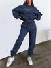 Set Felpa con Cappuccio e Stampa di Lettere da Donna & Pantaloni Lunghi Foderati in Pile - Alla Moda Stile Europeo