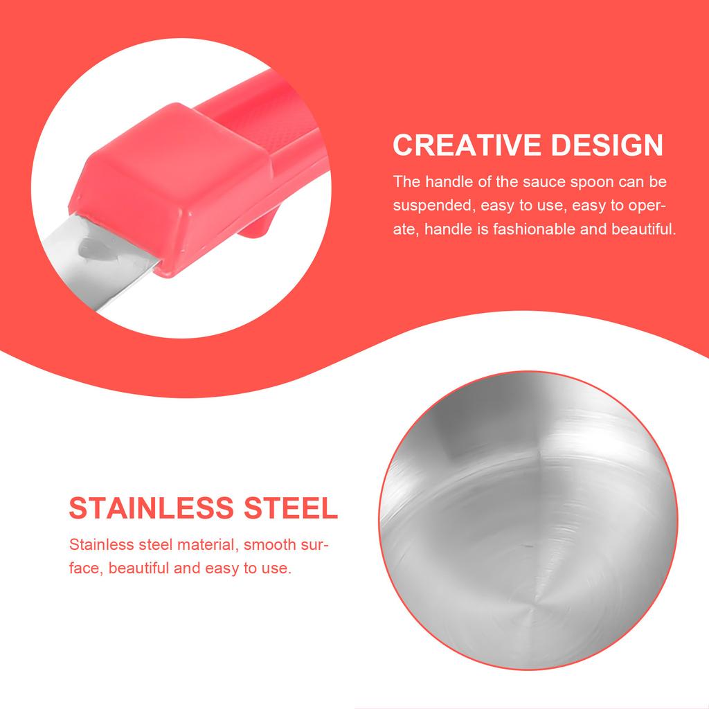 Pizza Sauce Portion Ladle Stainless Steel Serving Spoon Flat Smooth Bottom Leak Proof Handle Hanging Kitchen Sauce Scoop Portion