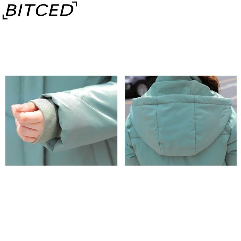 BITCED Winter Cotton Coat for Women - Extended Length, Knee-Length, Slim Fit, Bestie Style, Warm and Thickened Mid-Length Quilted Jacket