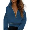 Women's Hood Neck Long Sleeve Half Zip Cropped Hoodie Loose Fit Casual Sweatshirt