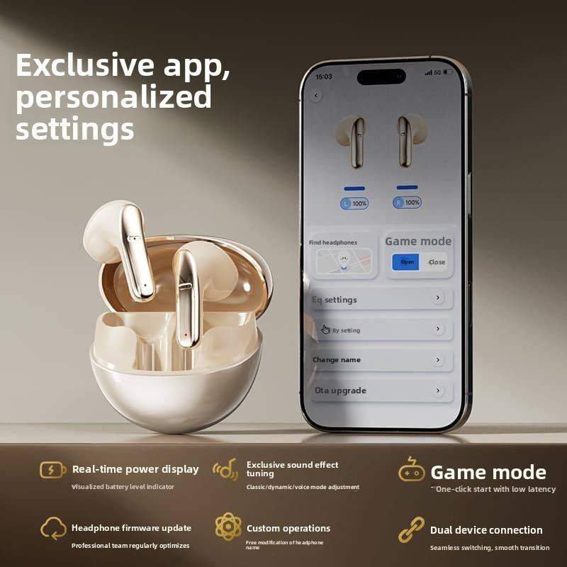 Good Selling Mini Half In-ear Earphones Support EQ Custom OTA Upgrade Dual Device Connection Wireless Earbuds