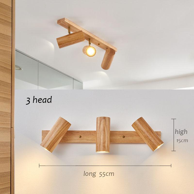 Simple Nordic Wood Spotlights Indoor Lighting Ficture for Living Room, TV Wall, Clothing Store Track Lamp, LED Light Hoom Decor