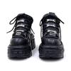 Punk Style Women Black Shoes Rock Metal Decor Lace-up Heel Height Platform Shoes Gothic Man Sneakers Women Ankle Boots