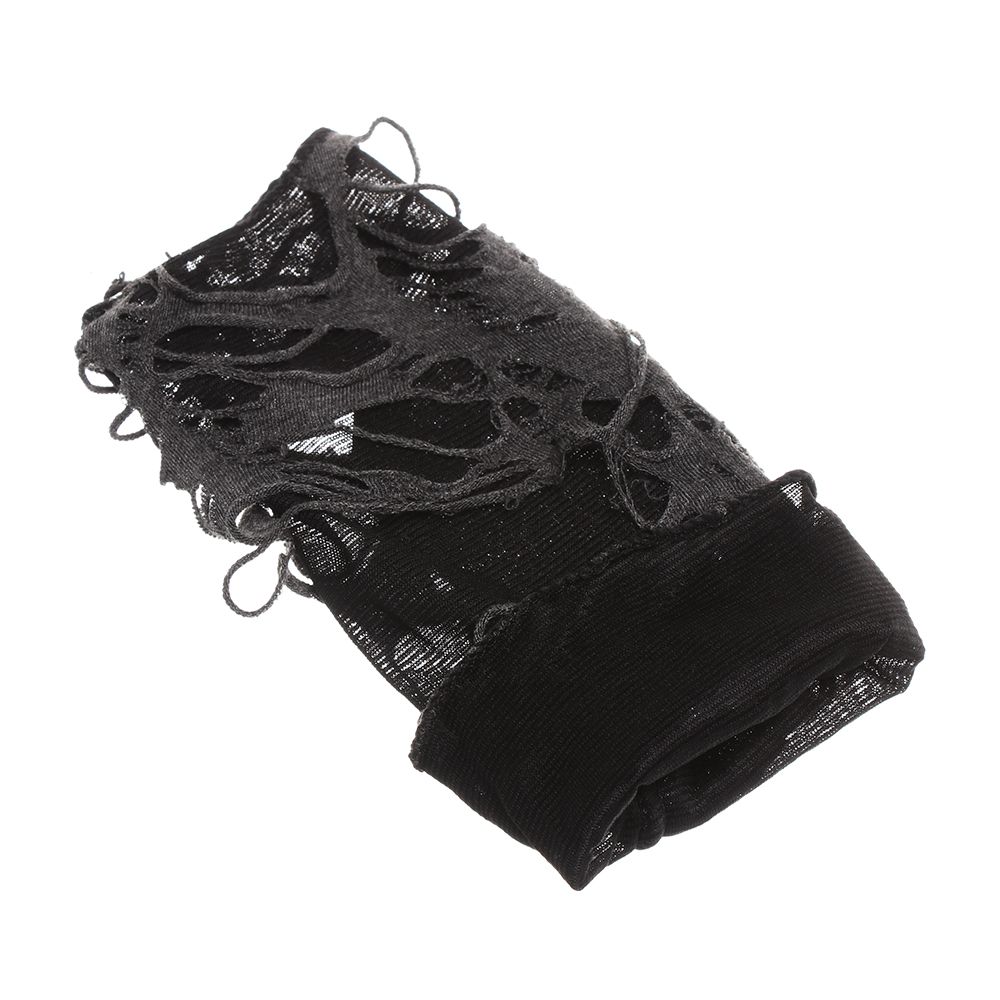 Masquerade Women Gothic Long Fingerless Arm Warmer Punk Mittens Beggar Style Halloween Gloves Hole