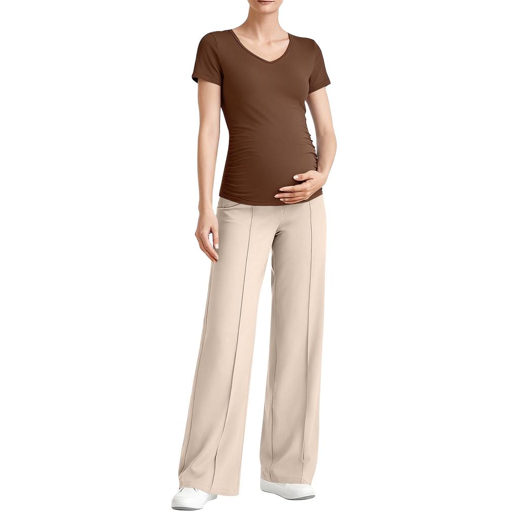 Maternity Yoga Pants, With A Belly Pocket, Stretchy Wide-leg Work/casual Pants, Maternity Loungewear Pants