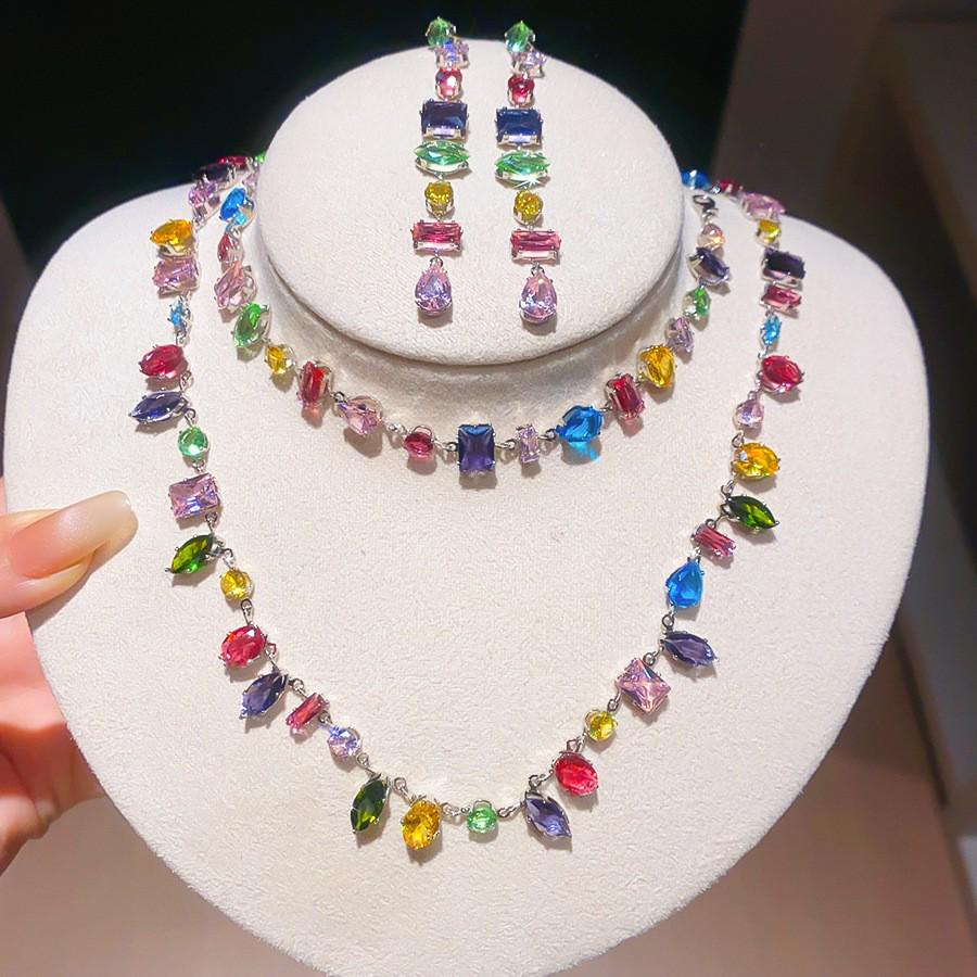 Set di Orecchini e Collana con Diamanti a Goccia: Lussuosa Collana Girocollo con Pendente Gioiello per Donna