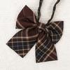 Brown Checkered Striped Neck Tie Pre-Tied Bowtie for Japanese JK School Uniform
