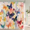 Colorful Butterflies Shower Curtain For Bathroom Floral Romantic Plant And Flowers Decorative Shower Curtains With Hooks