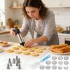 Stainless Steel Cookie Press Kit With 13 Discs & 8 Tips, Dough Mold For Baking Decorating Gingerbread, Holiday Cake Pancake Make