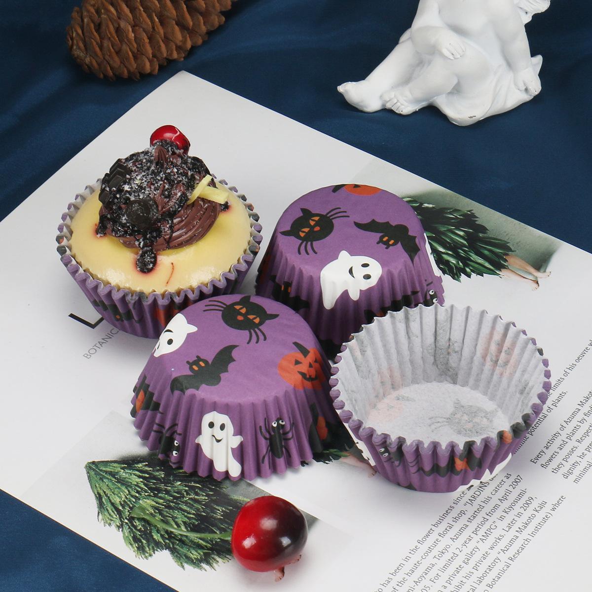 

[Bat Party Cup Set] Bat Pattern Family Party Theme Dessert Paper Cup Birthday Party Main Cake Paper Tray Greaseproof Paper