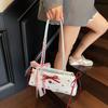 Bow Polka Dot Small Bag Women's New Fashion Seersucker Baguette Bag Summer Niche Commuter Shoulder Bag