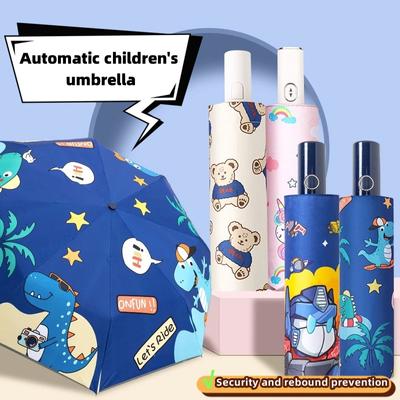 Bezpečné a proti odrazu plně automatické dětské deštníky, dětské průhledné automatické skládací deštníky pro chlapce a dívky