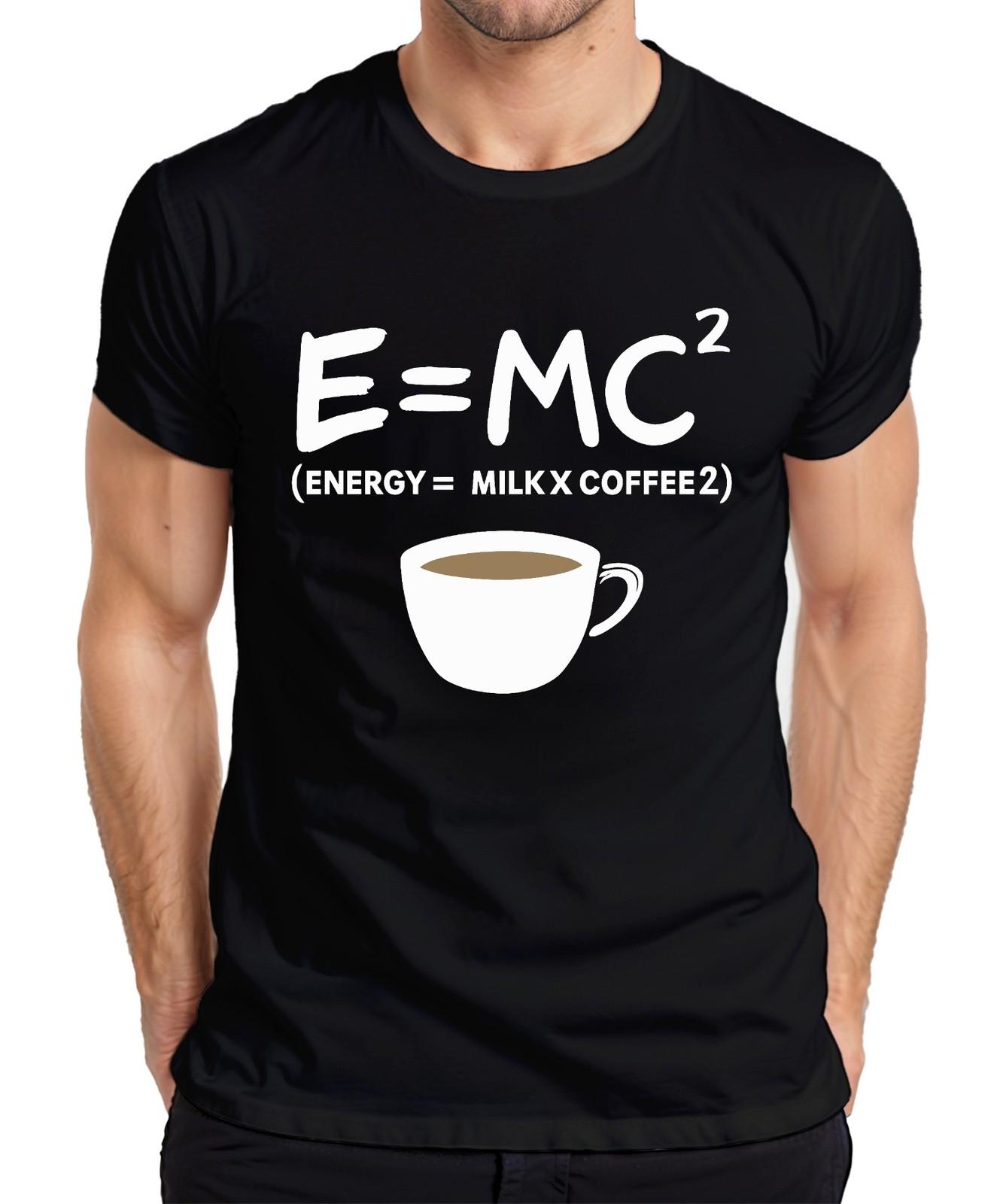 E=MC2 coffee formula nerd physics slogan morning coffee Albert Einstein men s T-Shi- S