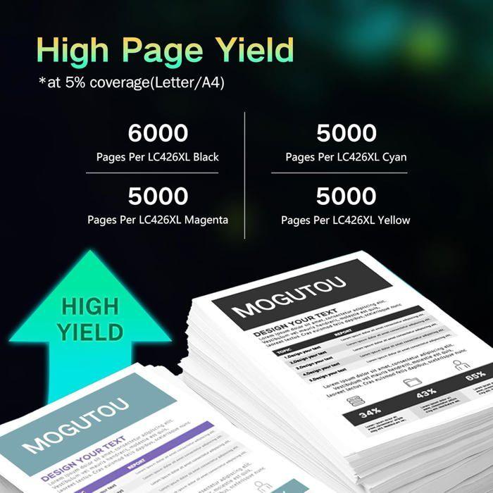 Cartouches d'Encre - COMPTOIR DES PARISIENNES - LC426 XL - Haute Capacité - 4 Couleurs - Compatible Brother