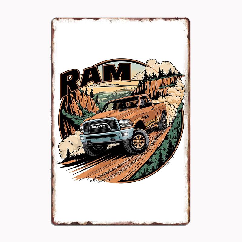 Ram 1500 TRX Truck 4X4 Off Road Posters Metal Sign Tin Wall Decor Club Garage Kitchen Room Custom Tin Home Decor