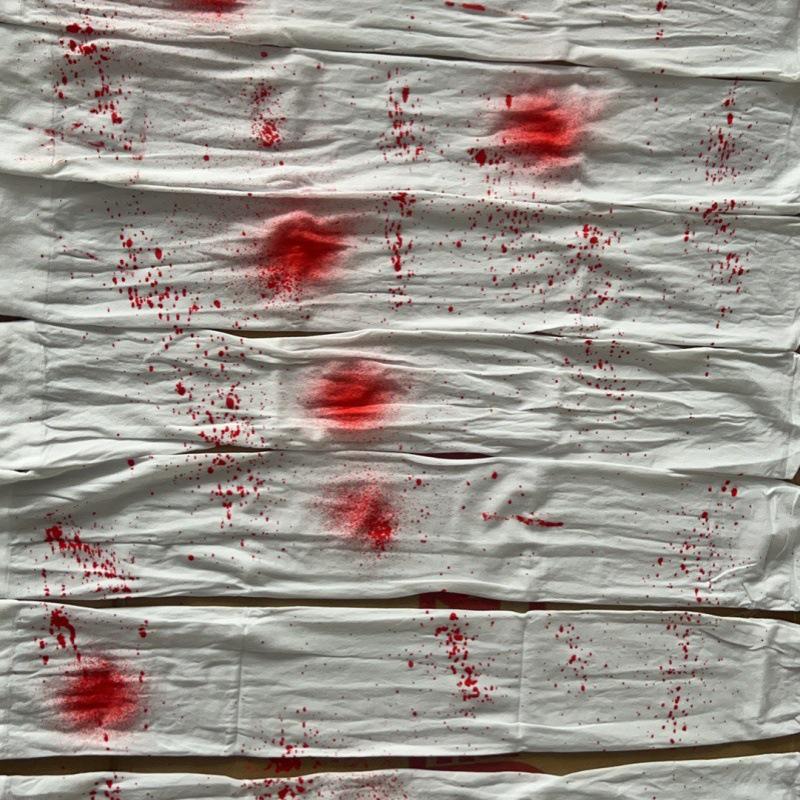 Halloween Blood-Stained White Silk Mesh Stockings for Party Decorations and Props