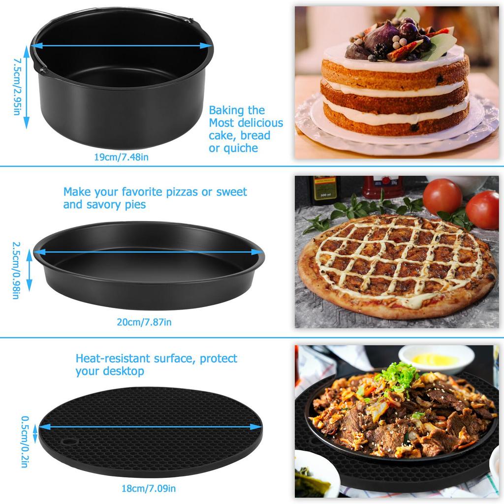 14Pcs Air Fryer Accessories Chips Baking Basket Pizza Pan Home Kitchen Tool
