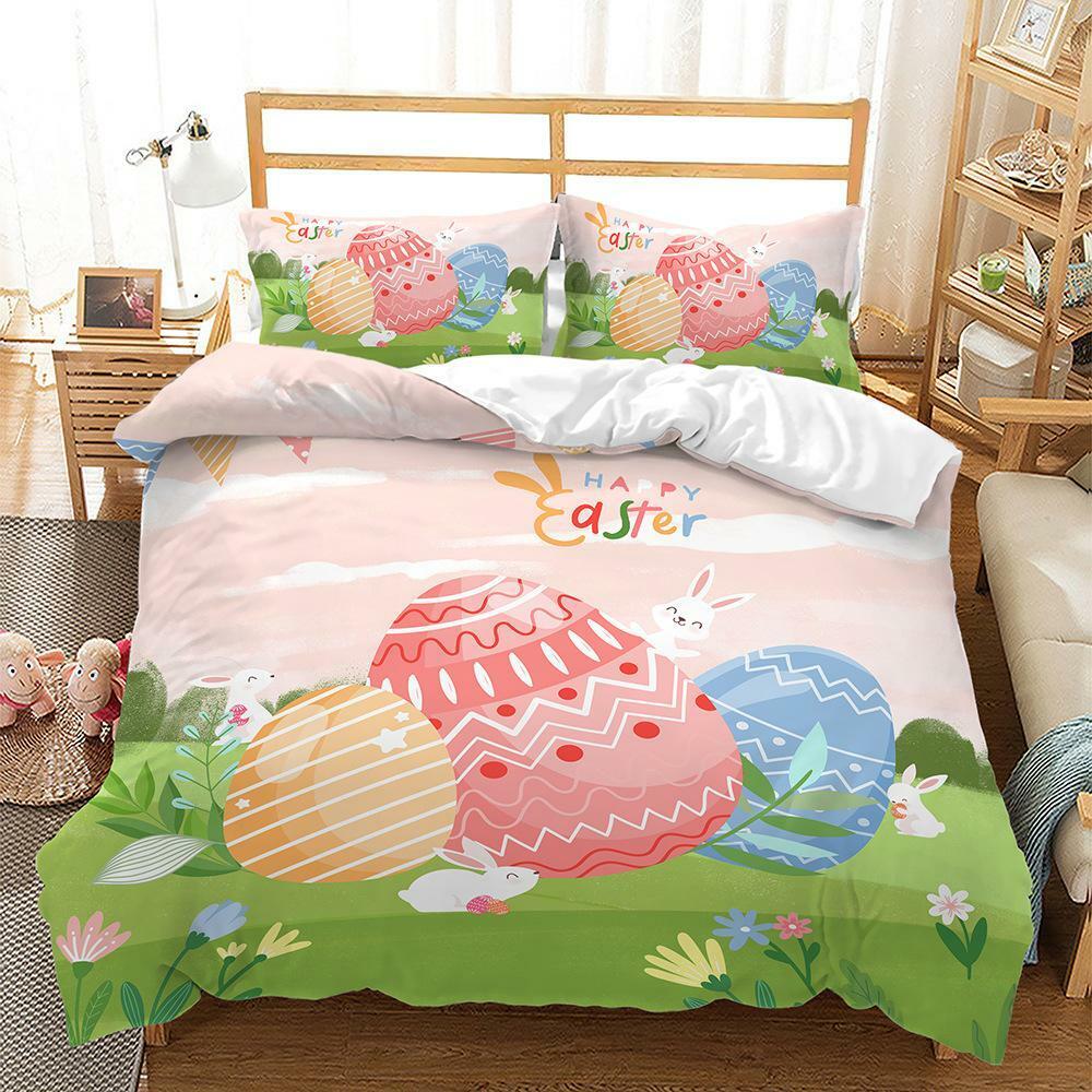 Paște Fericit Doona Quilt Cuvernă Set Față de Pernă Pat dublu Queen Size