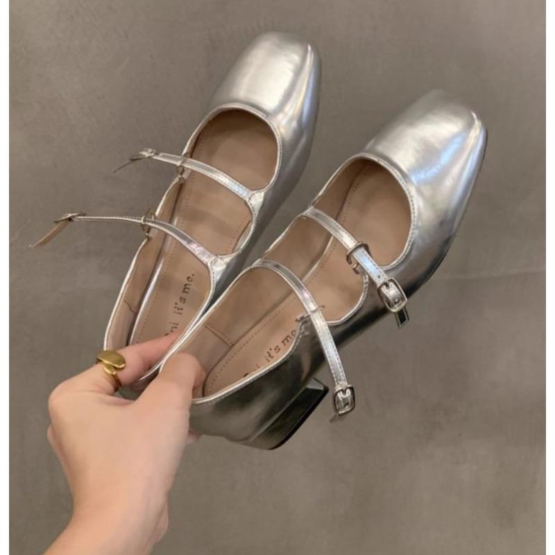 Fashion New Women's Mary Jane Shoes for Women Retro Medium Heel Women's Single Fashion Gloss Soft Comfort Ballet Shoes Zapatos Mujer