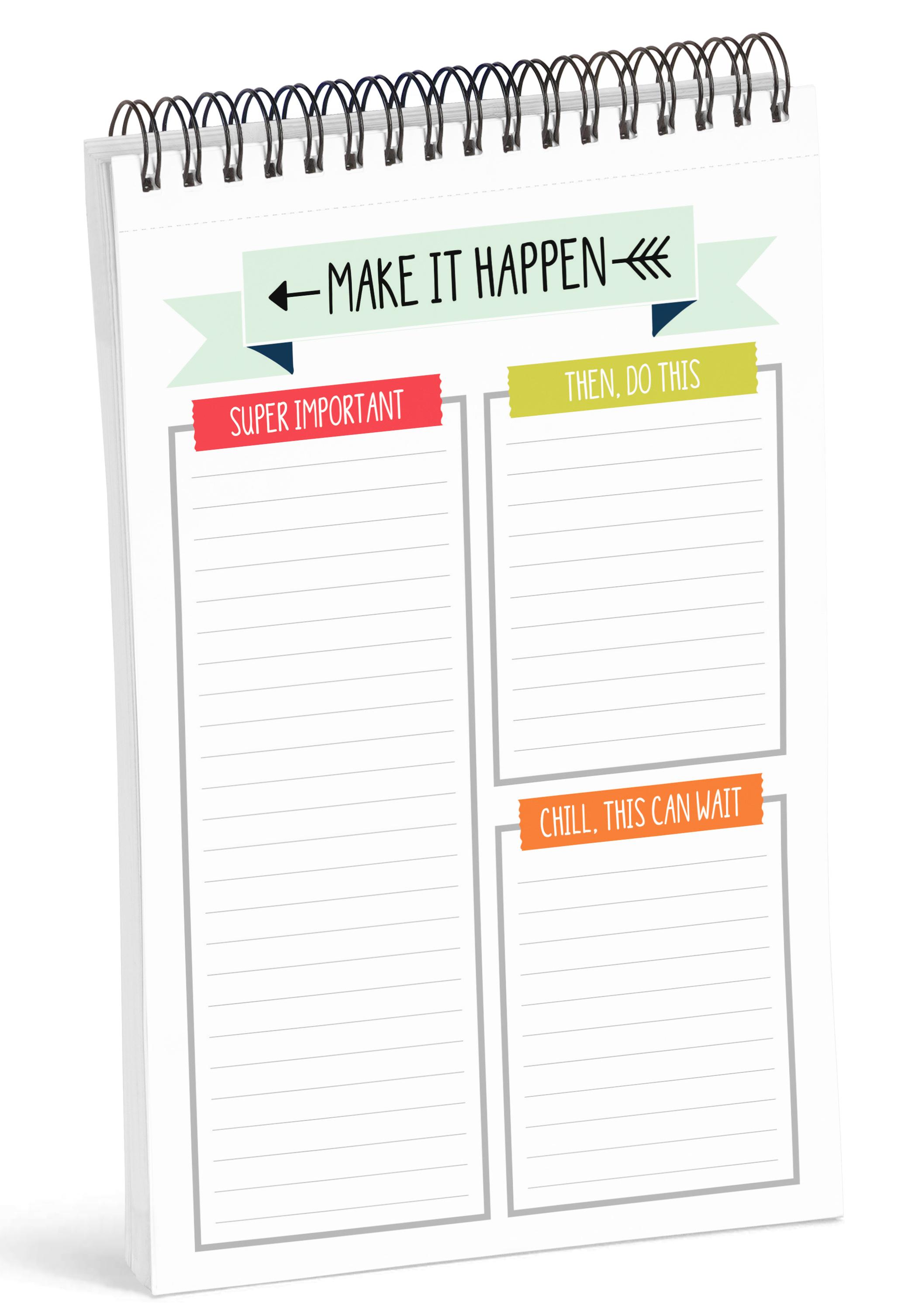 

Inkdotpot To Do List Notepad – 6” X 9” Paper Stationery, Elegant Spiral Notepad Daily Checklist-(50 Sheets) 6x9 inches білий