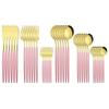 New 36Pcs Mint Gold Cutlery Set Western Silverware Stainless Steel Dinnerware Knife Fork Spoon Tableware Flatware Kitchen Wedding Accessories