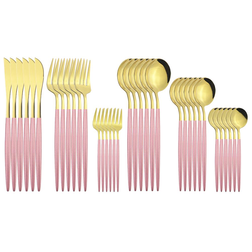 New 36Pcs Mint Gold Cutlery Set Western Silverware Stainless Steel Dinnerware Knife Fork Spoon Tableware Flatware Kitchen Wedding Accessories