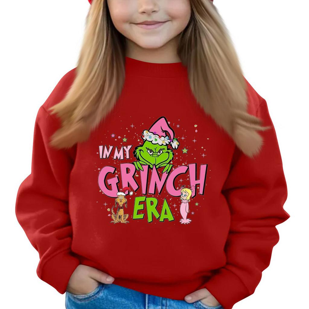 Julegenser for jenter med rund hals til barn, trykte babytopper