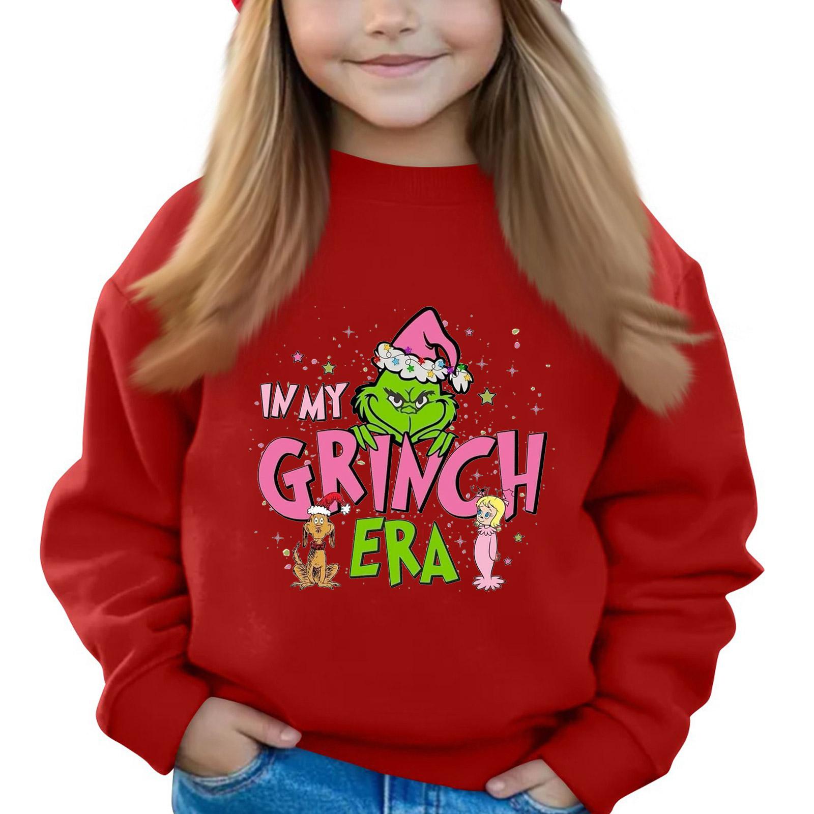 

Рождественские пуловеры с круглым вырезом для девочек, детские топы с принтом 160 киноварь