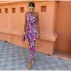 Women's One Shoulder Sleeveless High Waist Maxi Dress Floral Print Backless Maxi Dress
