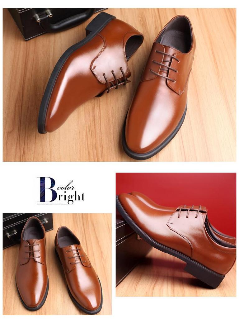 Pánské formální kožené boty pro podnikání - Měkká podrážka, Prodyšné, Neformální, Šněrovací, Černé, Britský Korejský styl