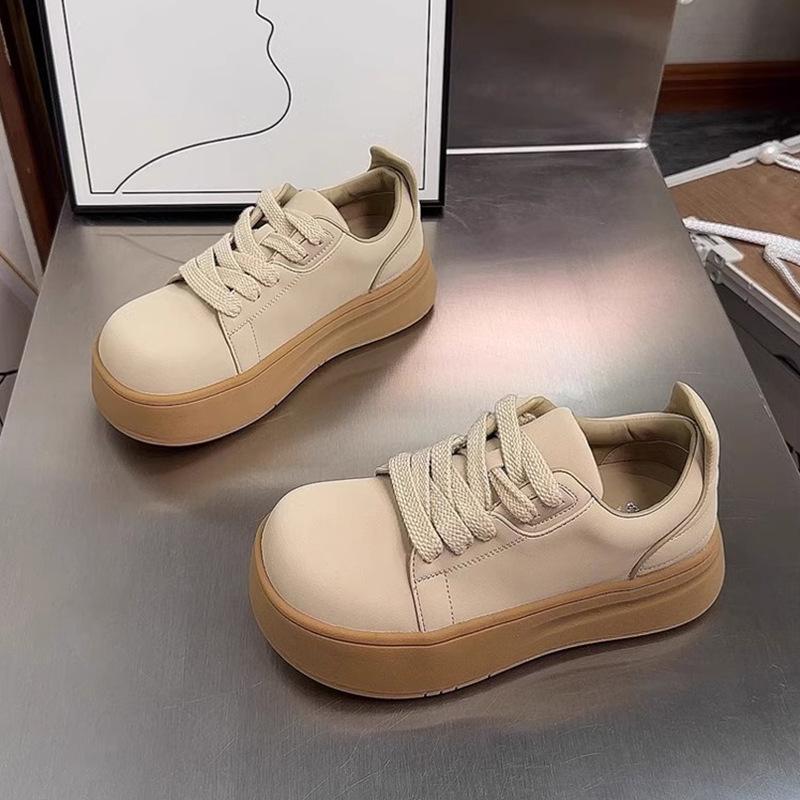 Oufan thick-soled ugly cute big-headed little white shoes for women's outer wear 2025 spring new niche versatile height-increasing casual board shoes