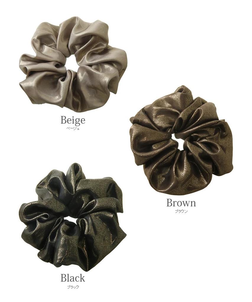 VINGTAINE Metallic Scrunchie Hair Accessory for Gorgeous and Elegant for Updos, Adults, Women's HS-224-BLACK