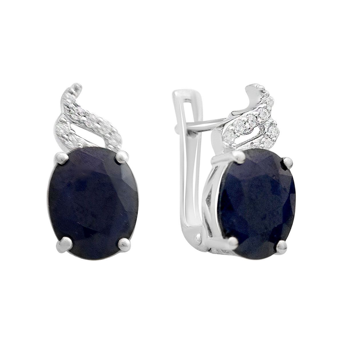 

Срібні сережки з натуральним сапфіром 6.06ct, фіанітами (2162674) сапфіровий