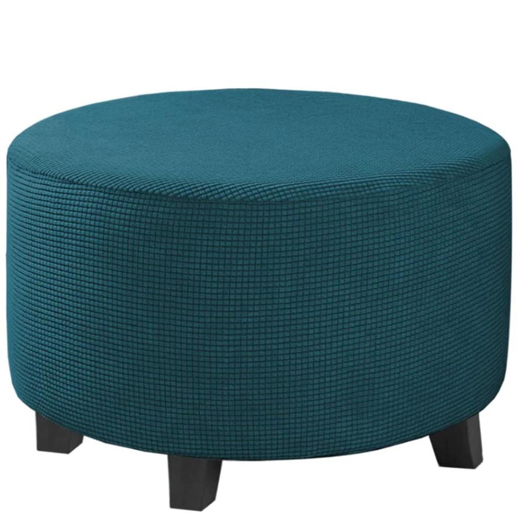 Jacquard Ottoman Cover Stretch Ottoman Slipcover Round Ottoman Storage Cover Folding Stool Covers Furniture Protector Cover