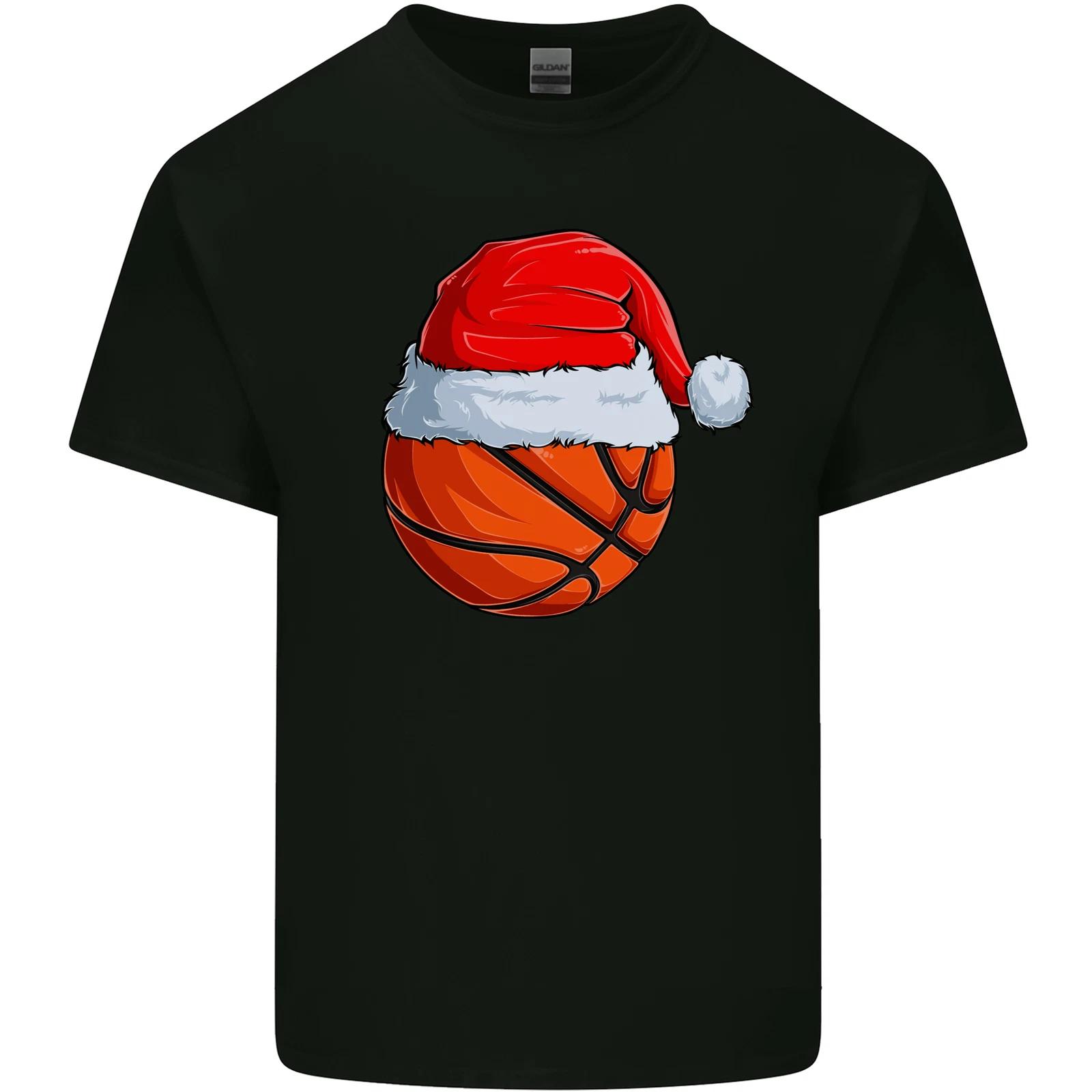 

Christmas Basketball With a Santa Hat Xmas Kids T-Shirt Childrens 3XL