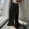 Specialty Irregular Waist Design Slim Casual Pants Solid Color Fashionable Loose Lazy Style Trousers for Women