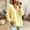 Women's Loose Fit V-Neck Knit Sweater Casual Versatile Top for Everyday Wear