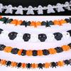 Halloween Banner Decoration Set with Honeycomb Pumpkin Paper Flower Skeleton Bat Spider Flag for Bar Party Room Scene Decor Use