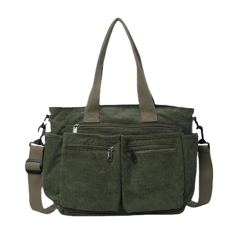 Velkokapacitní dámská manšestrová taška přes rameno - Kabelka v korejském a japonském stylu