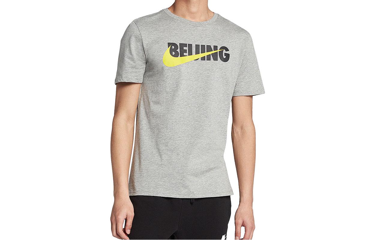 Nike T Shirts Men s Gray Crew Neck Moderate Straight Fit AH2279-063 L