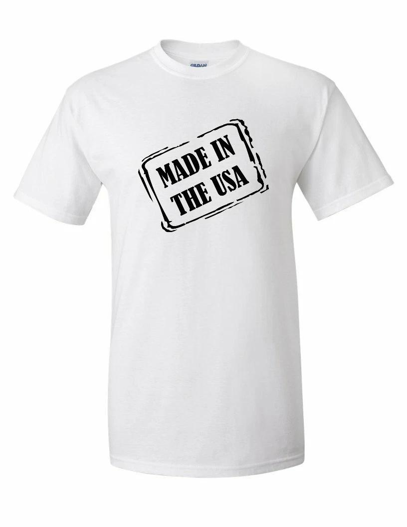 Made in USA Tee United States America Funny National Black Stamp White T-Shirt 2XL