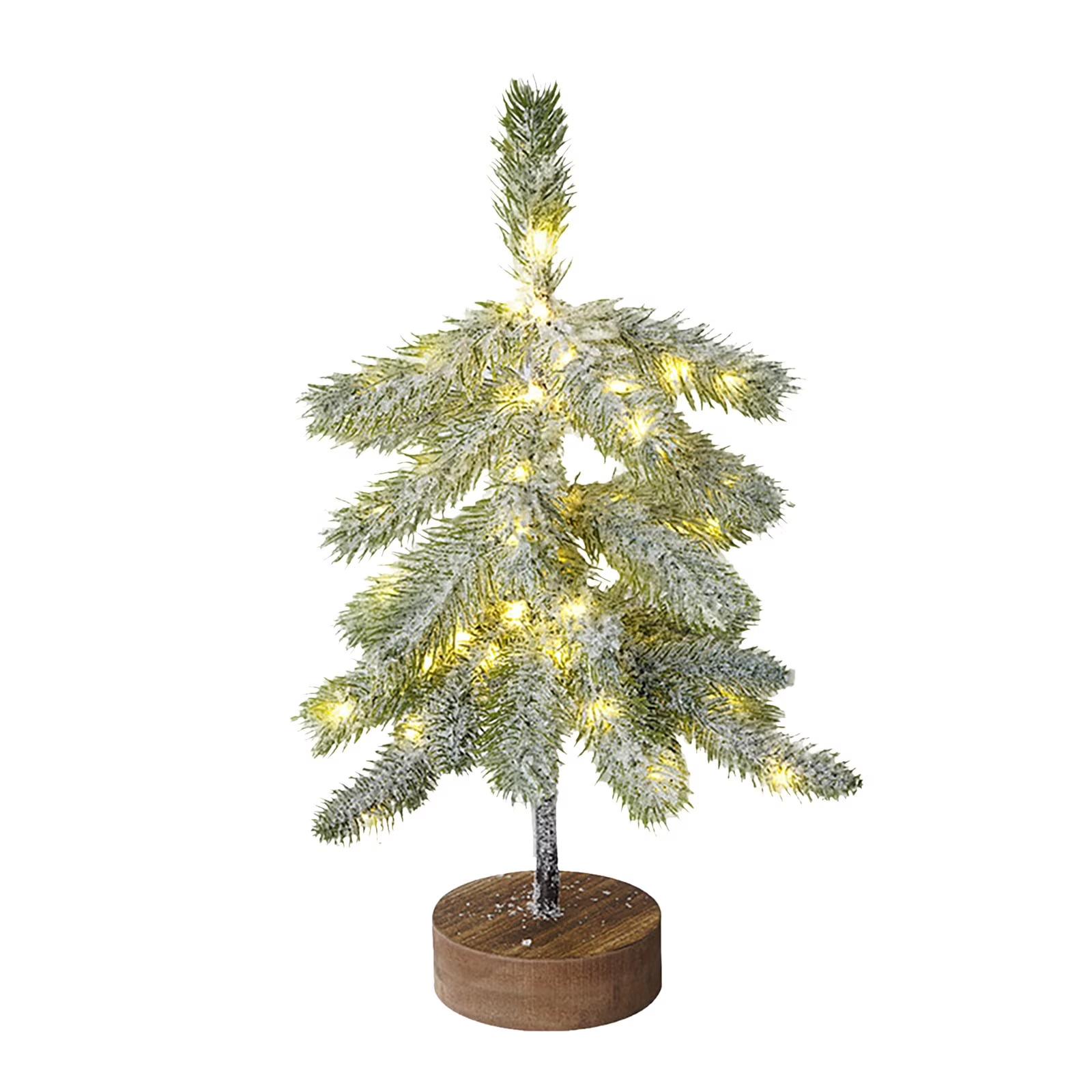 

Tabletop Aritificial Christmas Tree Snow Tree With Lights, Christmas Tree For Centerpiece Home Decor Living Room Christmas Party Ornaments One Size