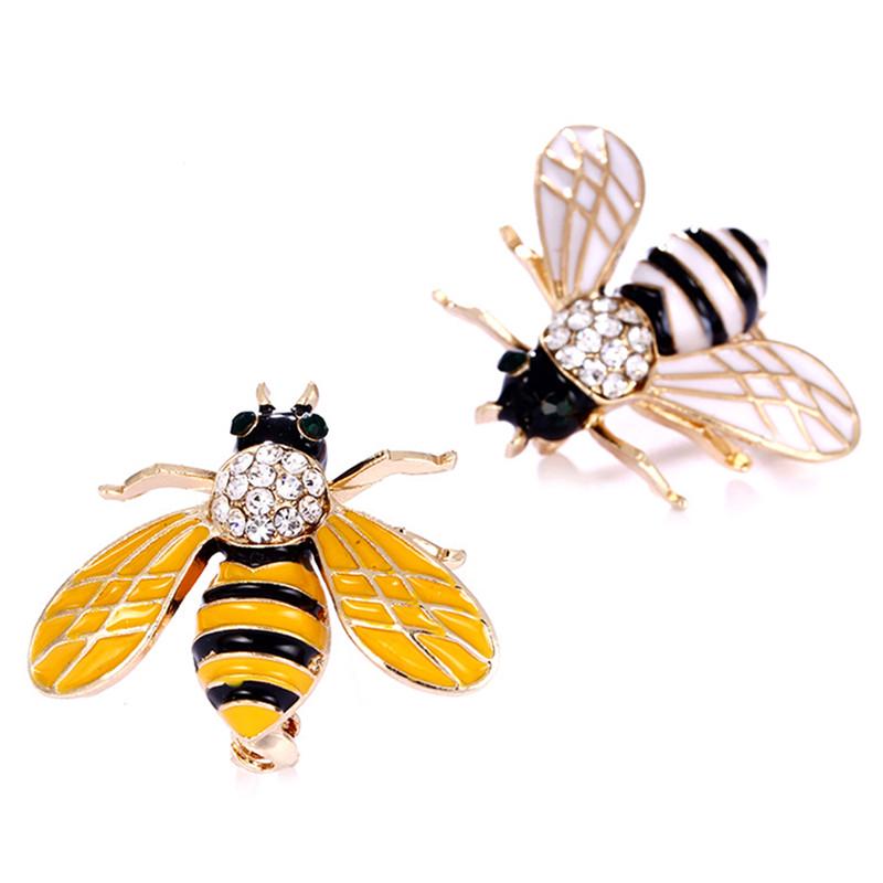 Women Delicate Little Bee Insect Crystal Rhinestone Pin Brooch Jewelry Accessory