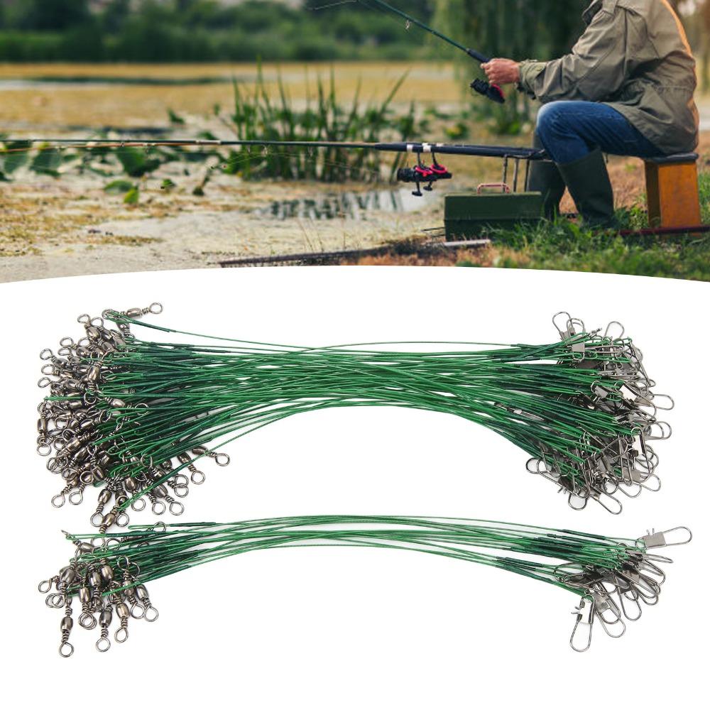 100PCS with Snaps Wire Leaders Steel Leader Wire Portable Fishing Wire Leaders Hook Connection