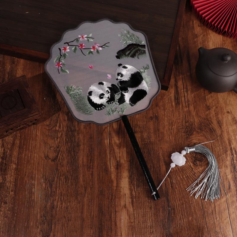 Chinese Double-Sided Embroidered Round Fan for Hanfu or Qipao Dance Performances